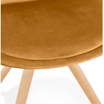 Vintage and industrial chair in velvet feet natural wood ALINA (Mustard)