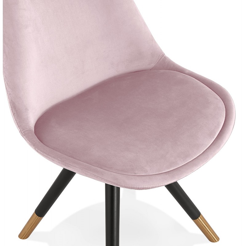 Vintage- und Retro-Stuhl aus schwarzen und goldenen Samtfüßen SUZON (Pink) - image 61141