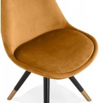 Vintage- und Retro-Stuhl aus schwarzen und goldenen Samtfüßen SUZON (Senf)
