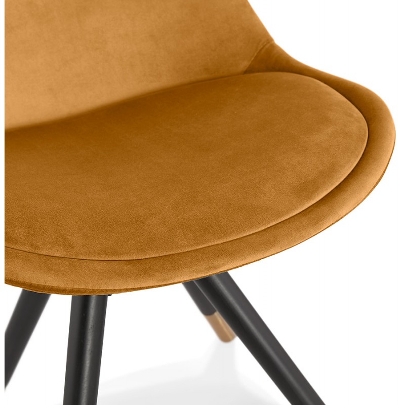 Chaise vintage et rétro en velours pieds noirs et dorés SUZON (Moutarde) - image 61153