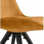 Vintage- und Retro-Stuhl aus schwarzen und goldenen Samtfüßen SUZON (Senf)