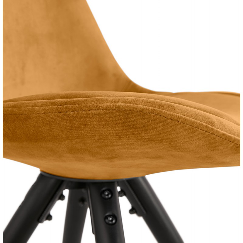 Chaise vintage et rétro en velours pieds noirs et dorés SUZON (Moutarde) - image 61154