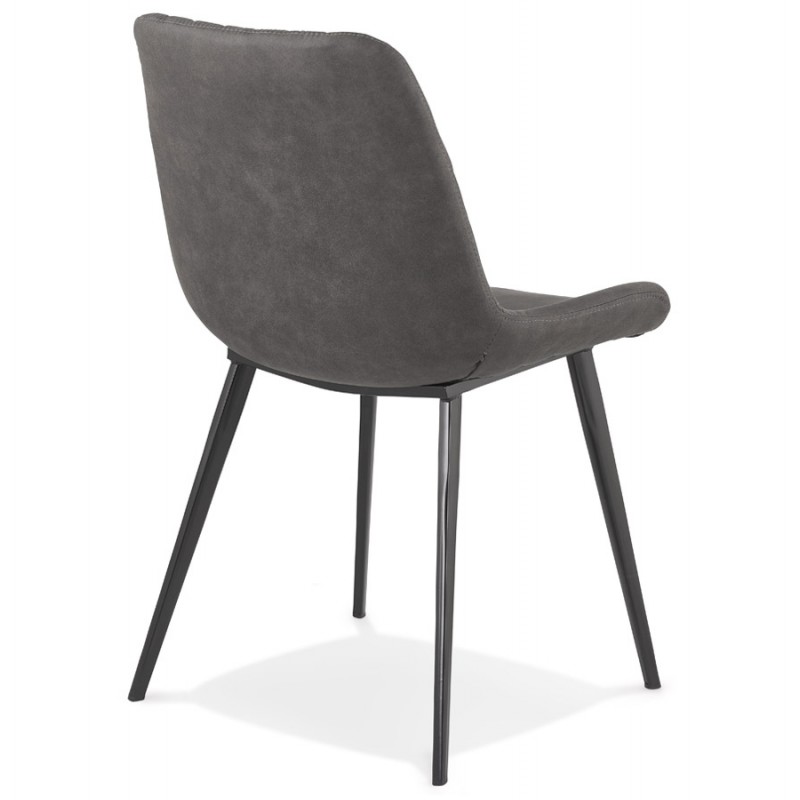 Vintage- und Retro-Stuhl aus schwarzem Metallfuß Mikrofaserfüße schwarz JALON (dunkelgrau) - image 61159