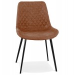 Vintage- und Retro-Stuhl aus Mikrofaserfüßen aus schwarzem Metall JALON (braun)