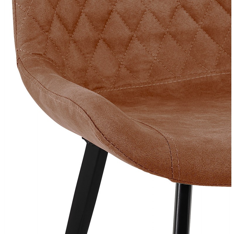 Chaise vintage et rétro en microfibre pieds métal noirs JALON (marron) - image 61174
