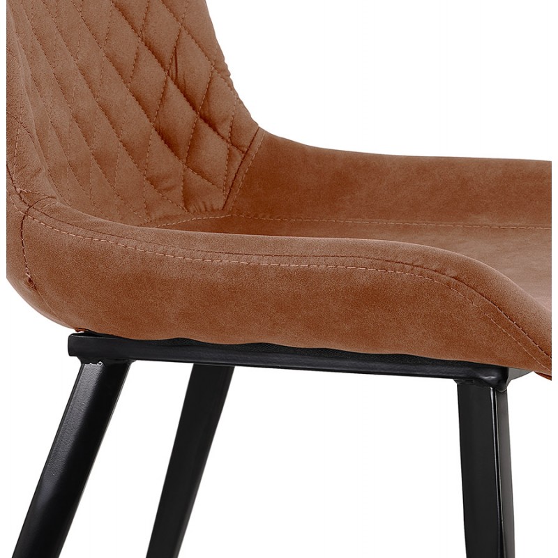 Chaise vintage et rétro en microfibre pieds métal noirs JALON (marron) - image 61177