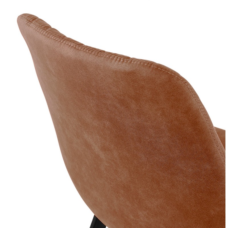 Chaise vintage et rétro en microfibre pieds métal noirs JALON (marron) - image 61178