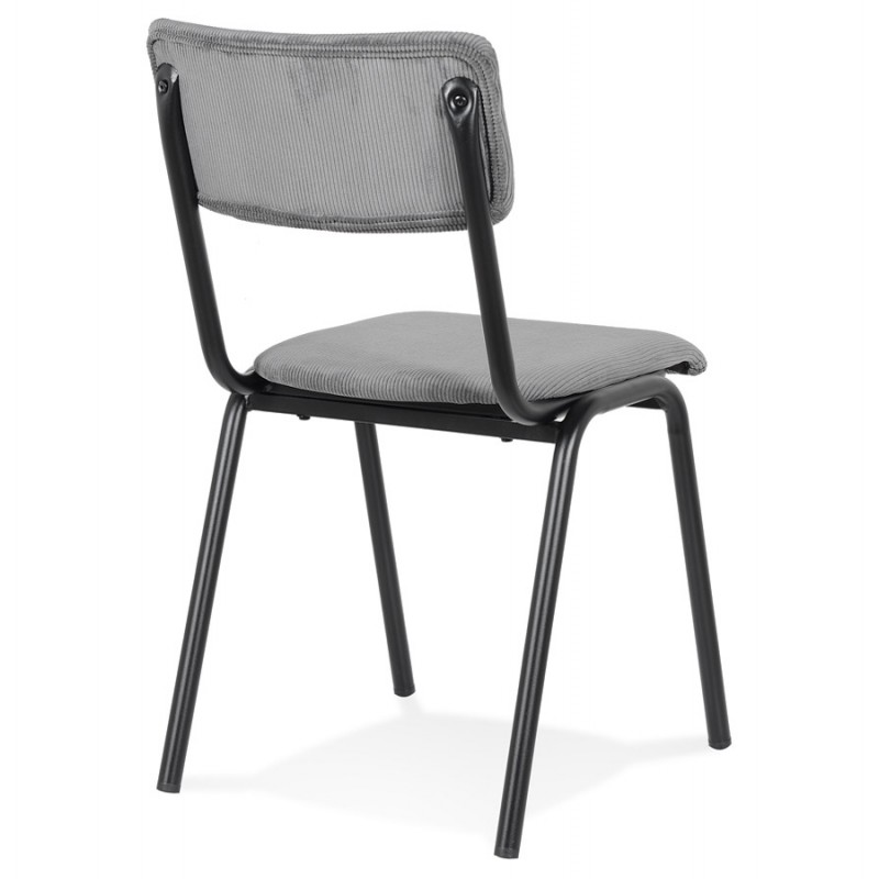 Kitchen chair in retro and vintage stackable fabric CHARLETTE (dark grey) - image 61215