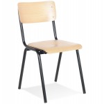 Kitchen chair in retro and vintage wood black feet MAYA (natural)