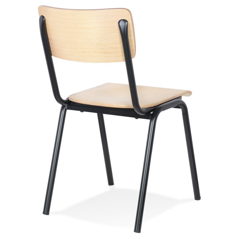 Kitchen chair in retro and vintage wood black feet MAYA (natural) - image 61236