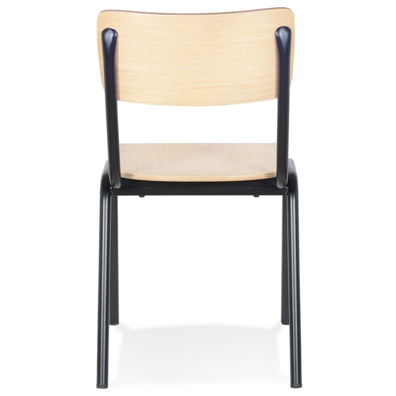 Kitchen chair in retro and vintage wood black feet MAYA (natural) - image 61237