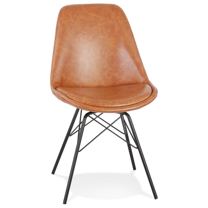 Industrial style polyurethane chair and black legs FANTAZA (brown) - image 61286