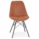 Industrial style chair in microfiber and black legs NELYA (brown)