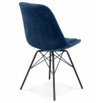 Design chair in black metal velvet fabric feet black metal IZZA (blue)