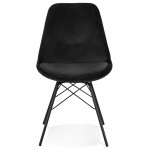 Chaise design en tissu velours pieds métal noirs IZZA (noir)