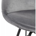 Chaise design en tissu velours pieds métal noirs IZZA (gris)