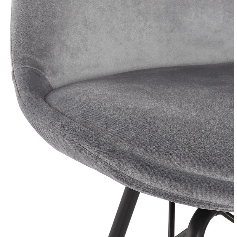 Chaise design en tissu velours pieds métal noirs IZZA (gris) - image 61341