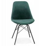 Design chair in velvet fabric feet metal black IZZA (green)
