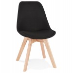 Design chair in fabric feet natural wood NAYA (black)