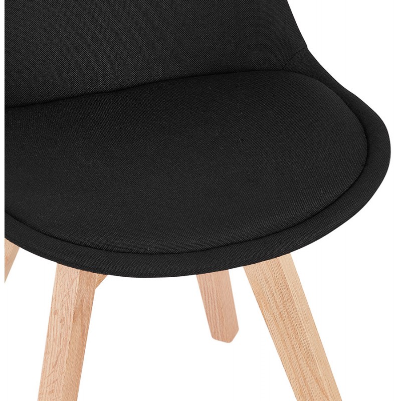 Chaise design en tissu pieds bois naturel NAYA (noir) - image 61427