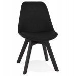 Design Stuhl Stoff Füße Holz schwarz NAYA (schwarz)