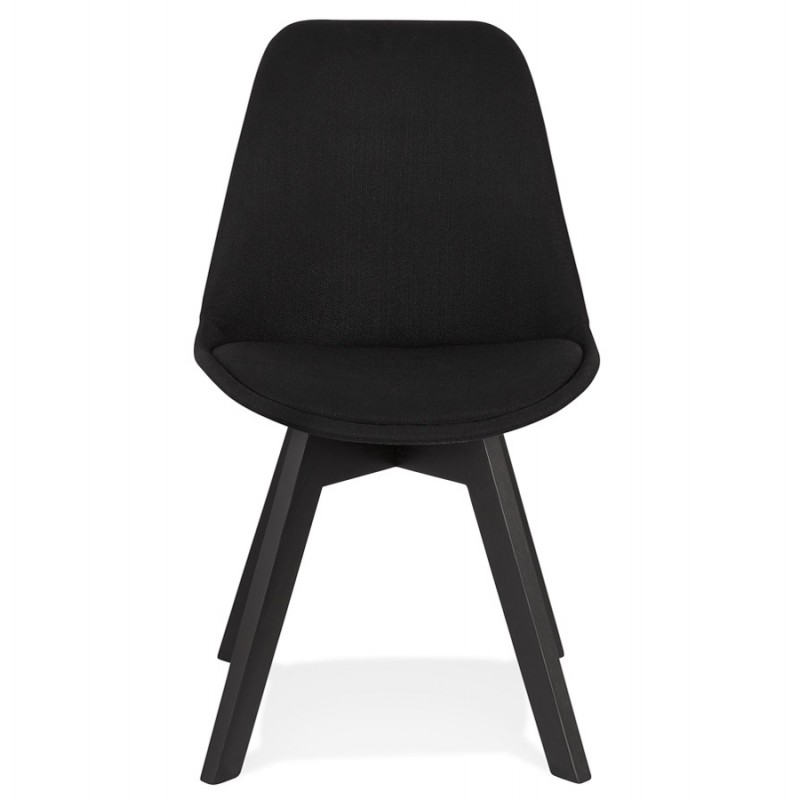 Chaise design en tissu pieds bois noir NAYA (noir) - image 61432