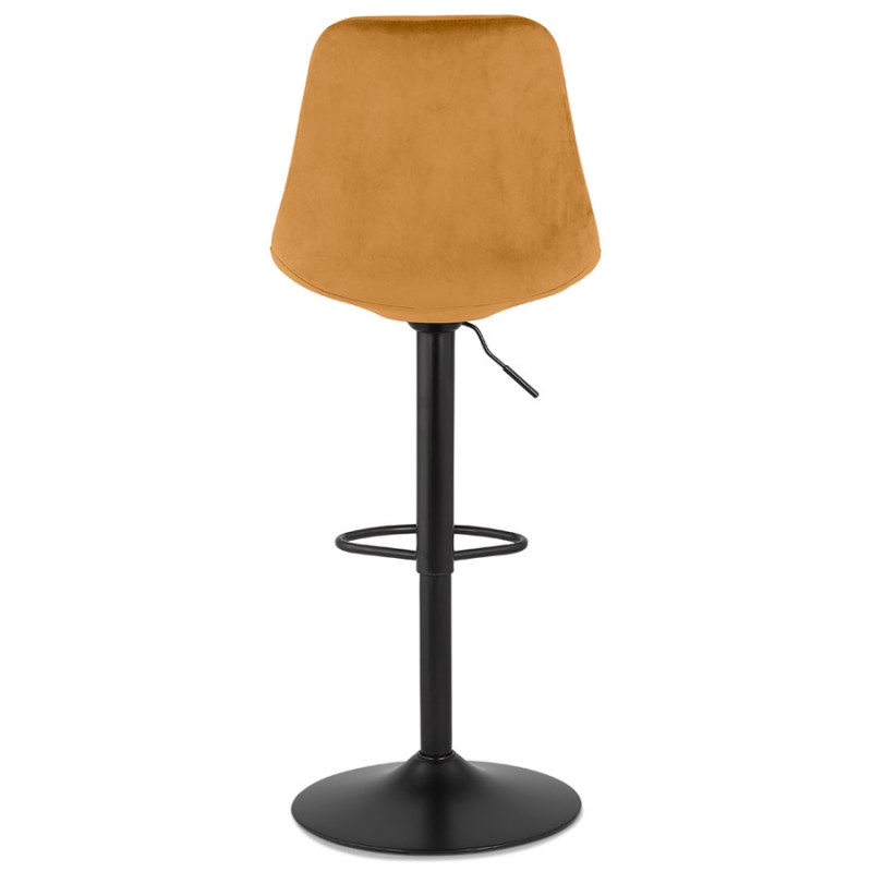 Adjustable rotary and vintage bar stool in black metal foot velvet CARLO (Mustard) - image 61545