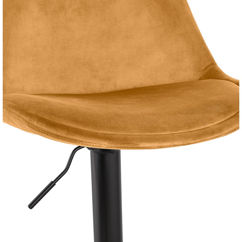 Adjustable rotary and vintage bar stool in black metal foot velvet CARLO (Mustard) - image 61549