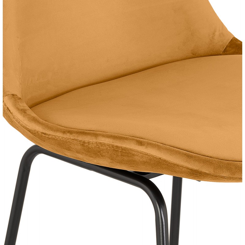 Vintage bar stool in velvet foot black metal MALIOU (Mustard) - image 61602