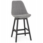 Mid-height bar stool design fabric feet black wood CAMY MINI (Hen's foot)