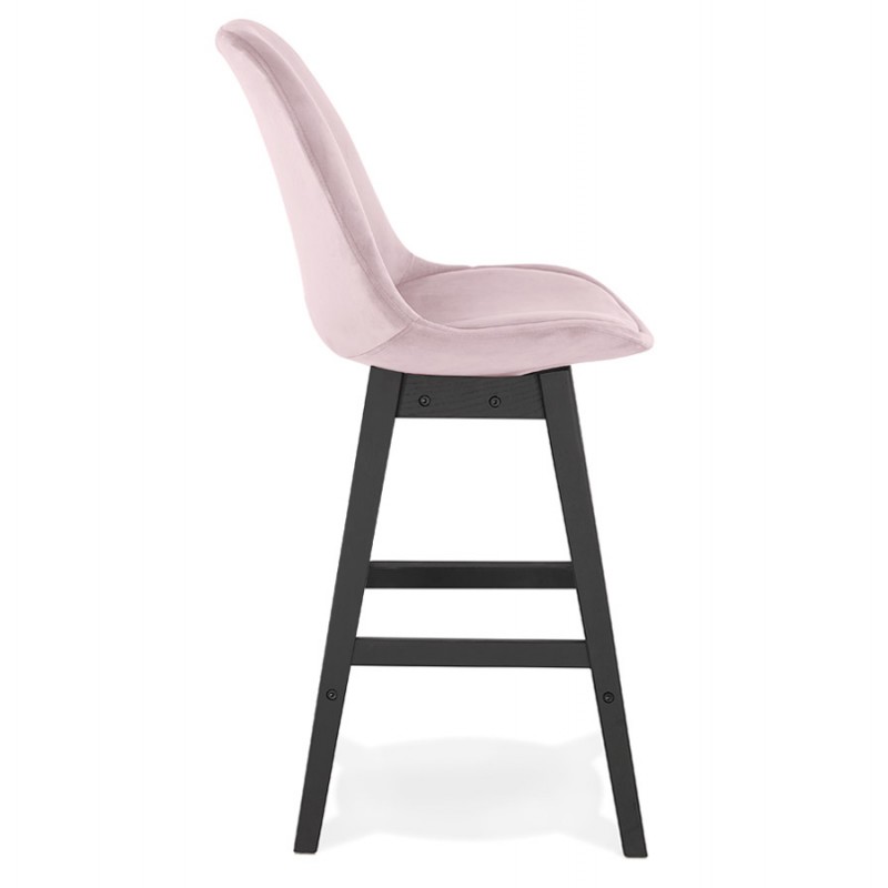 Mid-height design velvet bar stool feet wood black CAMY MINI (Pink) - image 61656