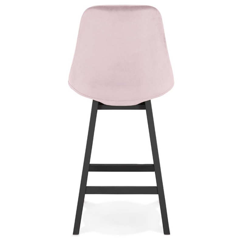 Mid-height design velvet bar stool feet wood black CAMY MINI (Pink) - image 61658