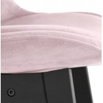 Tabouret de bar mi-hauteur design en velours pieds bois noir CAMY MINI (Rose)