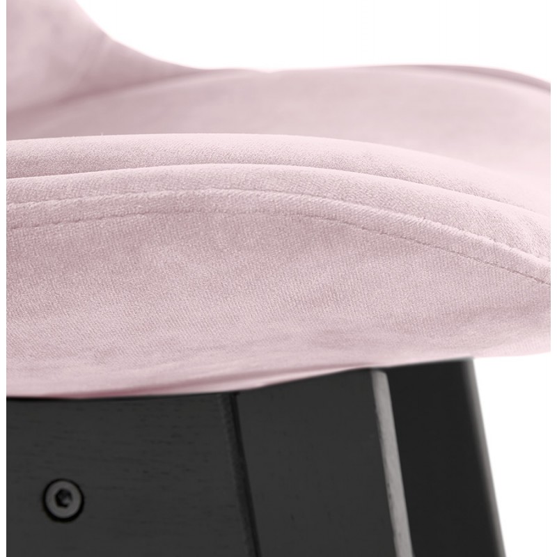 Mid-height design velvet bar stool feet wood black CAMY MINI (Pink) - image 61662