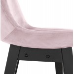 Design Barhocker aus Samtfüßen, schwarzes Holz CAMY (Pink)