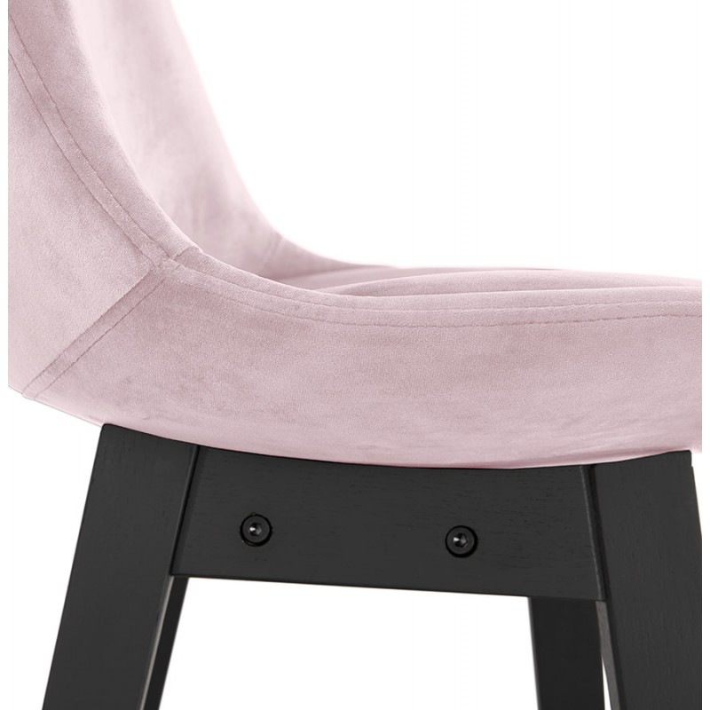 Design bar stool in velvet feet black wood CAMY (Pink) - image 61671