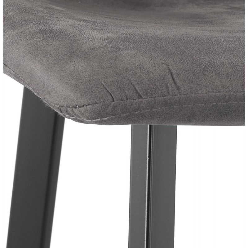 Design bar stool in microfiber feet metal black PAULA (dark gray) - image 61721