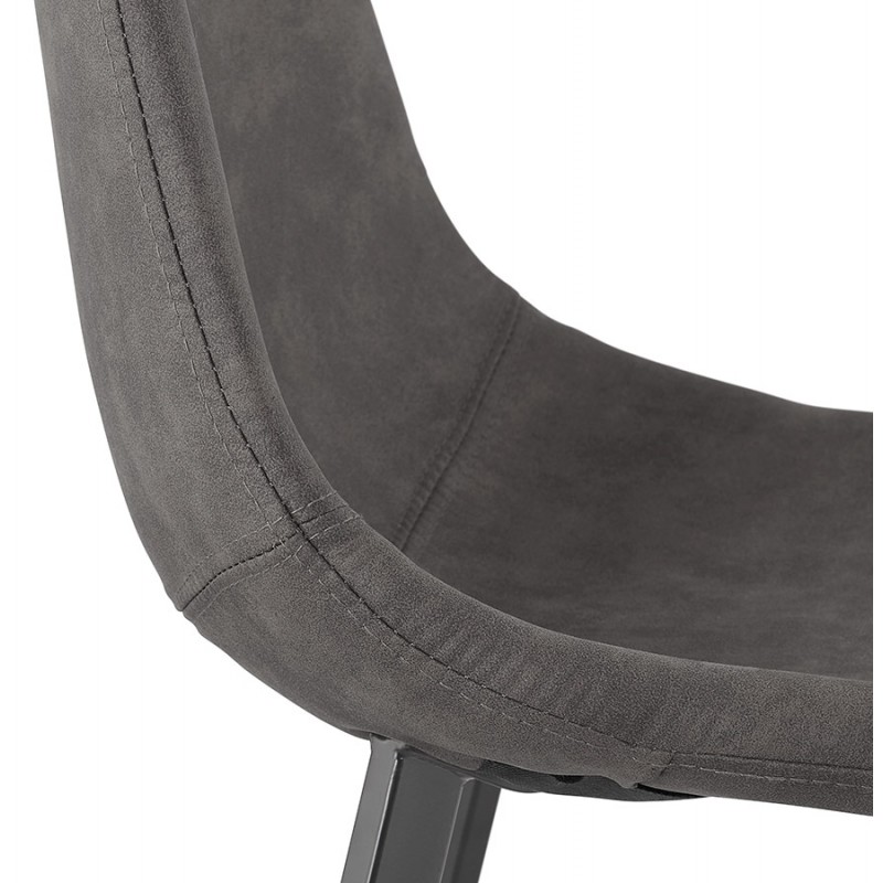 Design bar stool in microfiber feet metal black PAULA (dark gray) - image 61722