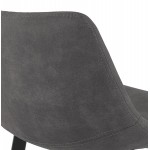 Tabouret de bar design en microfibre pieds métal noir PAULA (gris foncé)