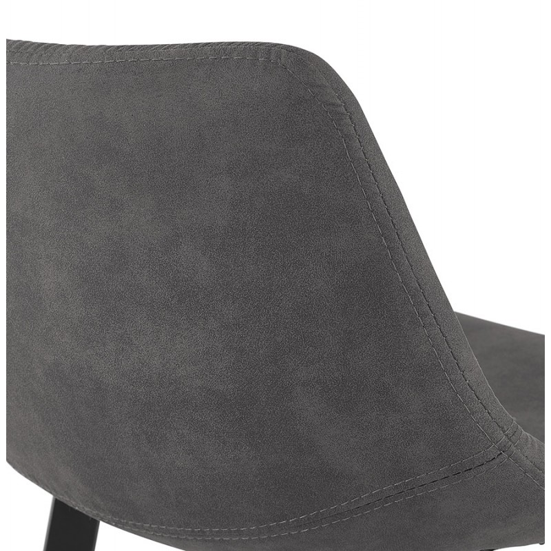 Design bar stool in microfiber feet metal black PAULA (dark gray) - image 61723
