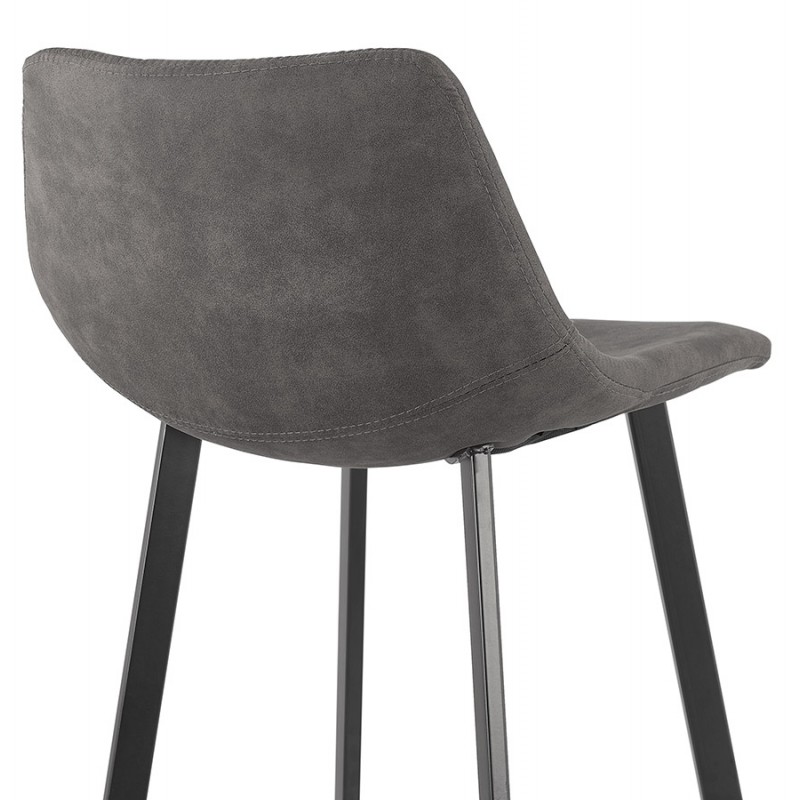Design bar stool in microfiber feet metal black PAULA (dark gray) - image 61724