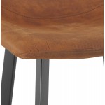 Design bar stool in microfiber feet black metal PAULA (brown)