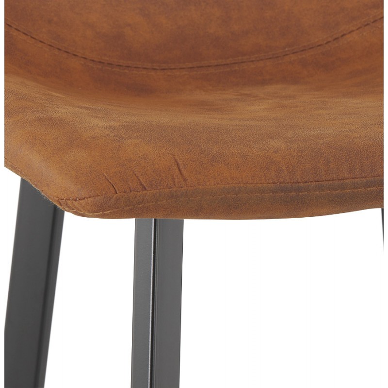 Design bar stool in microfiber feet black metal PAULA (brown) - image 61735