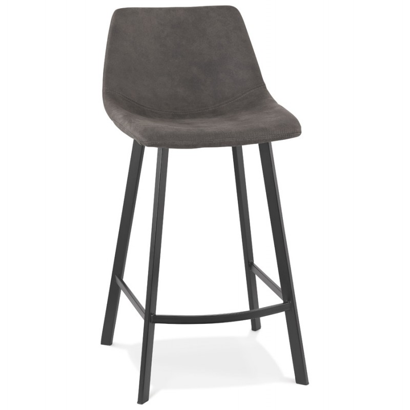 Snack stool mid-height design microfiber feet metal black PAULA MINI (dark gray) - image 61741