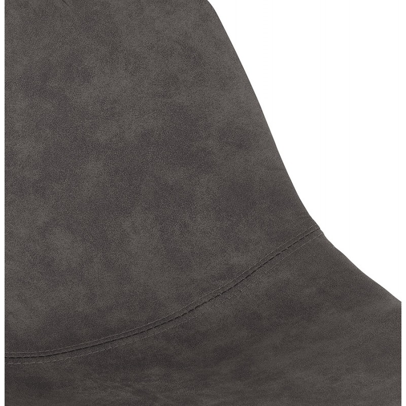 Tabouret snack mi-hauteur design en microfibre pieds métal noir PAULA MINI (gris foncé) - image 61747