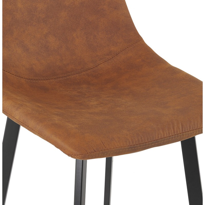 Snack stool mid-height design microfiber feet metal black PAULA MINI (brown) - image 61760
