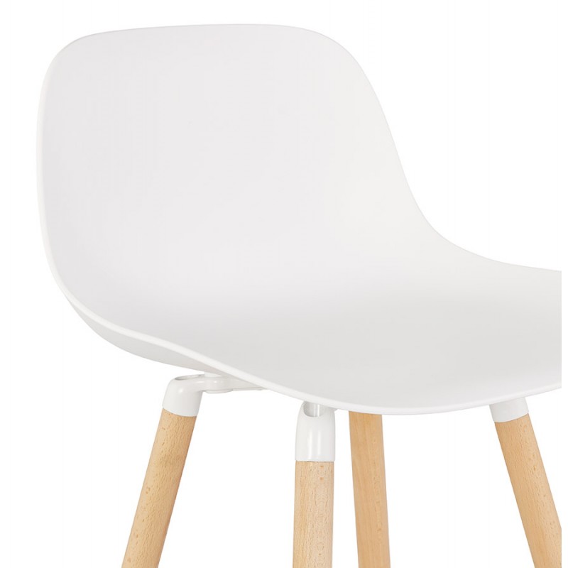 Mid-height design snack stool in polypropylene feet natural wood LUNA MINI (white) - image 61772