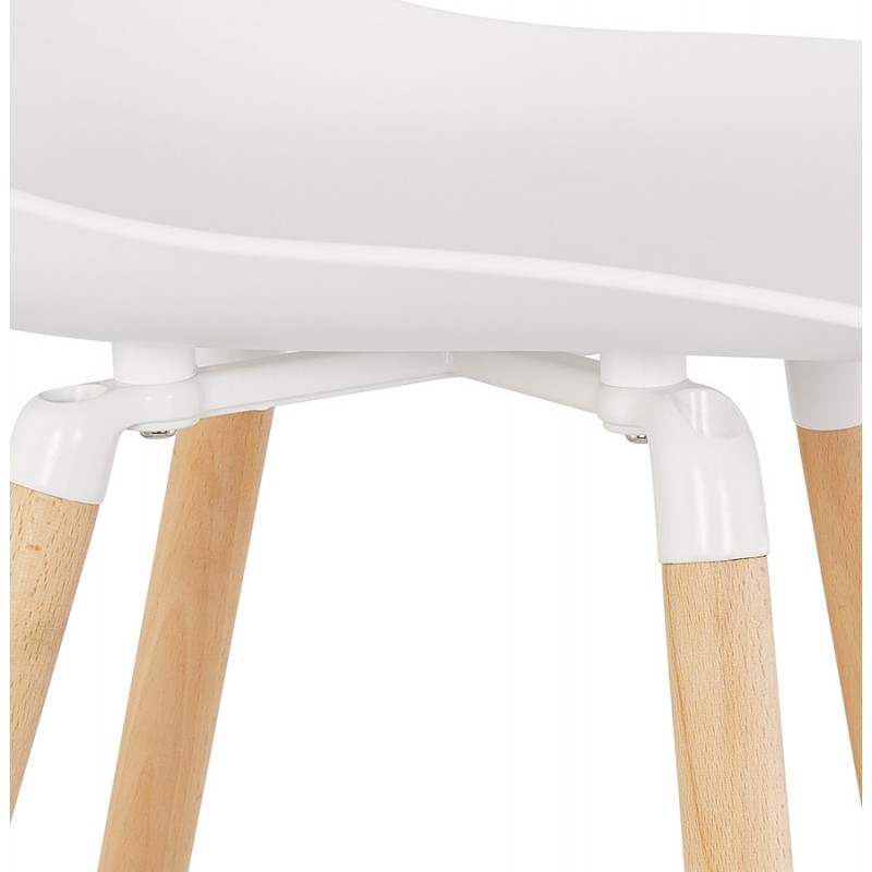 Tabouret snack mi-hauteur design en polypropylène pieds bois naturel LUNA MINI (blanc) - image 61773
