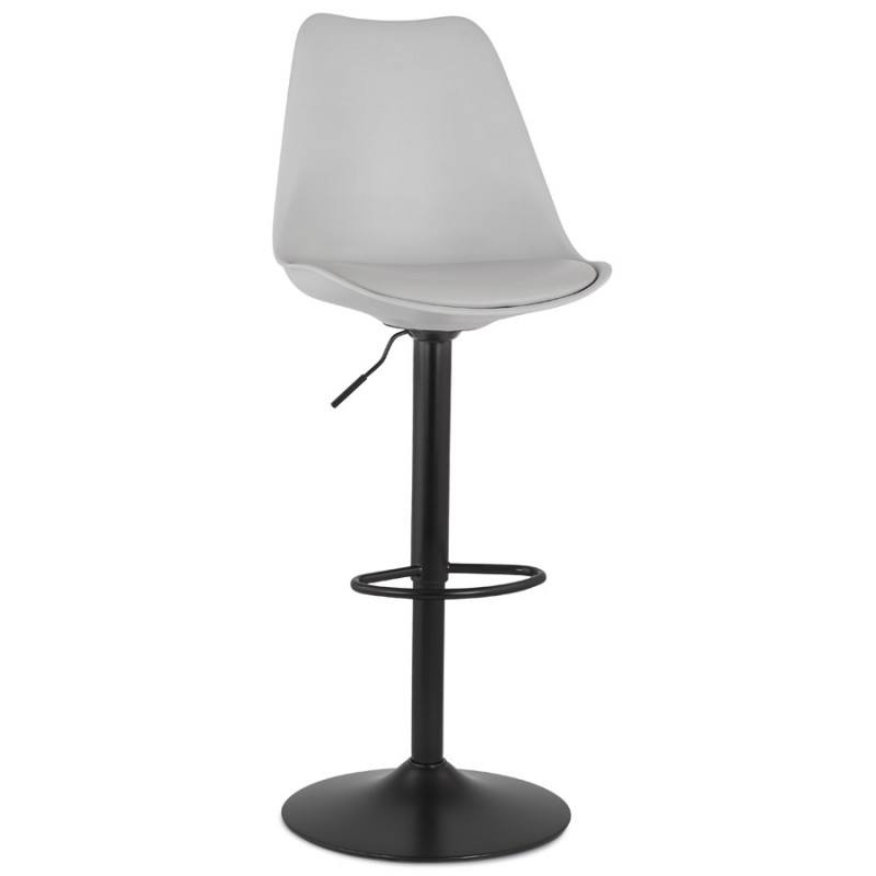 Adjustable rotary and vintage bar stool and black metal foot PILOU (grey) - image 61882