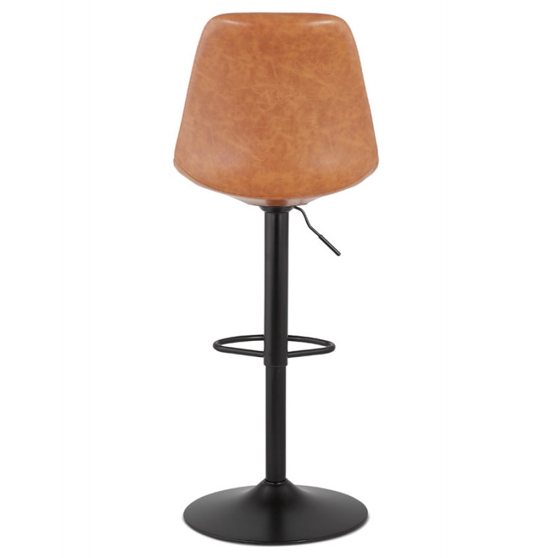 Adjustable rotary polyurethane bar stool and black metal foot JANO (brown) - image 61970
